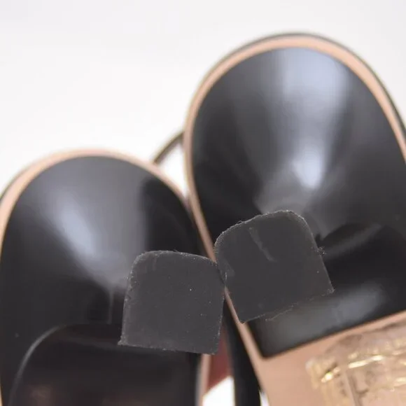 ALOHAS Asymmetrical Black Leather Heeled Open Toe Square Toe Sandal Shoes 40 US9 - Picture 13 of 16